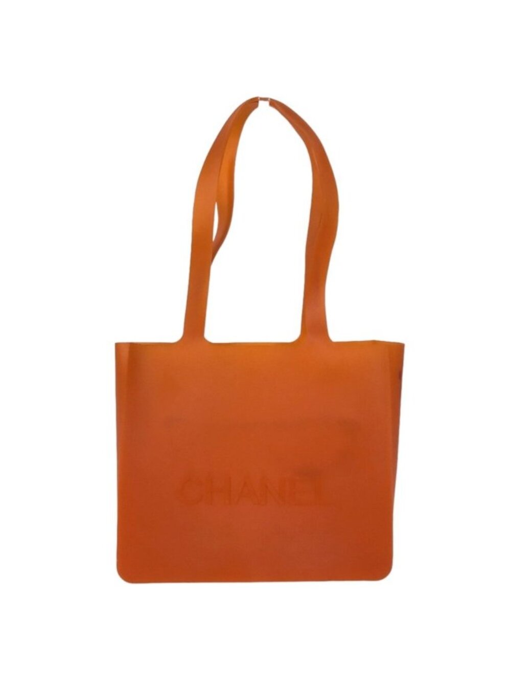 Chanel Tote Bag Logo Beach Rubber Orange